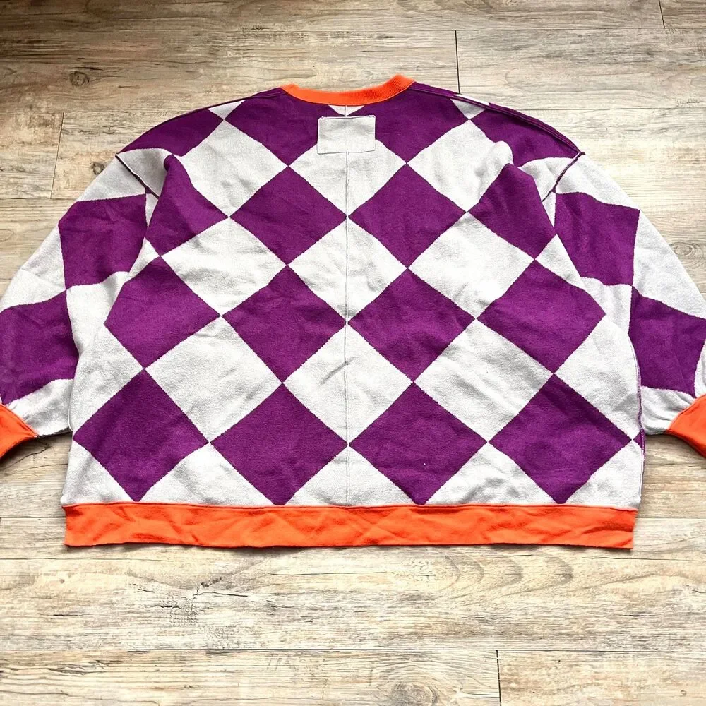 Free People We The Free Manny Cardi Checkered Oversized Cardigan Size Small - Picture 2 of 10